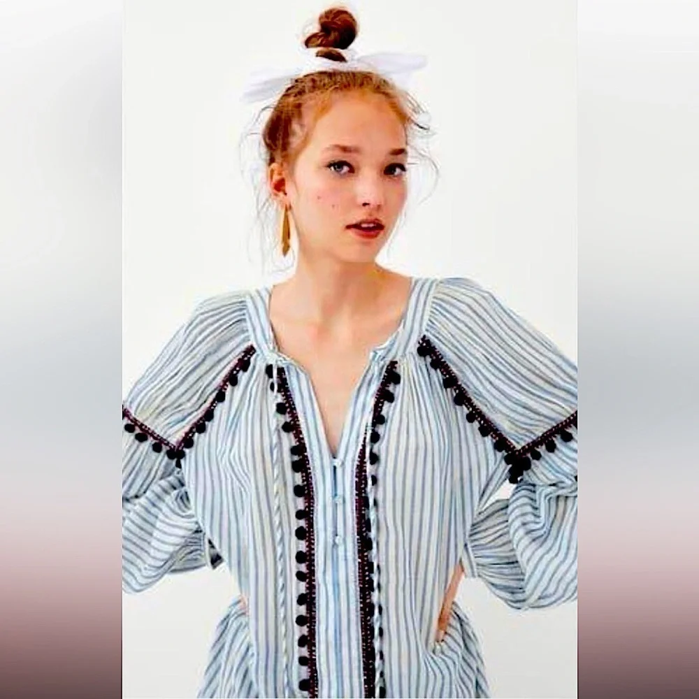 ZARA Bohemian Striped Blouse
